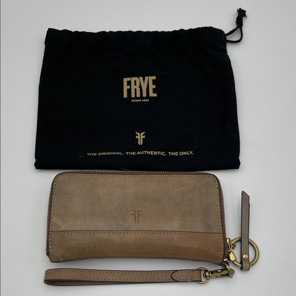 Frye Handbags - Frye Taupe Leather Ilana Wristlet Wallet